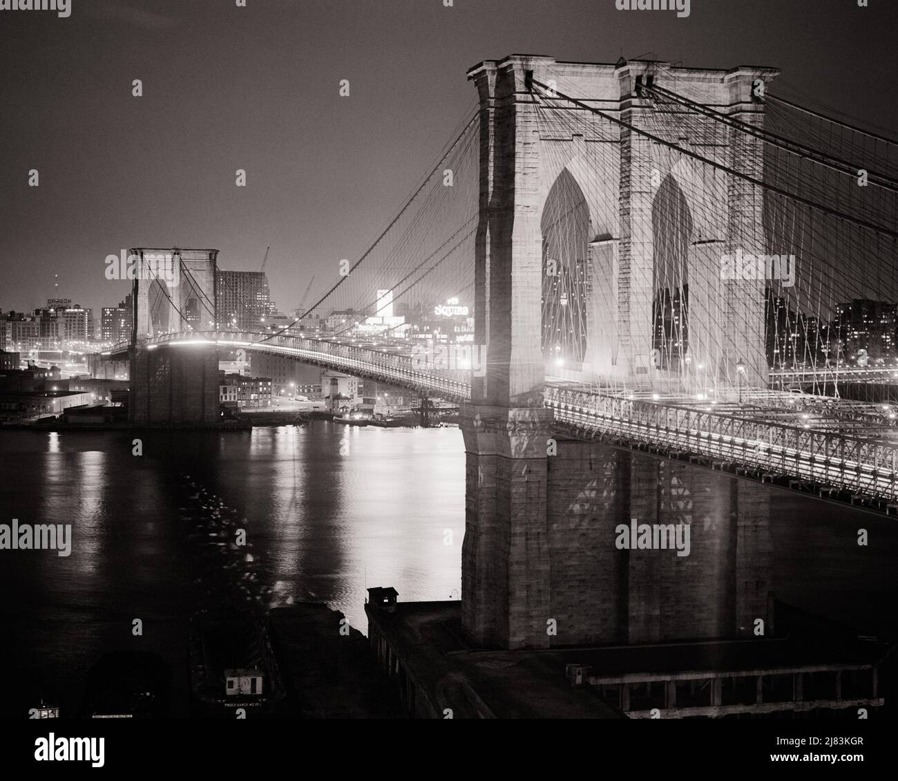 Pont de brooklyn new york city noir et blanc Banque de photographies et ...