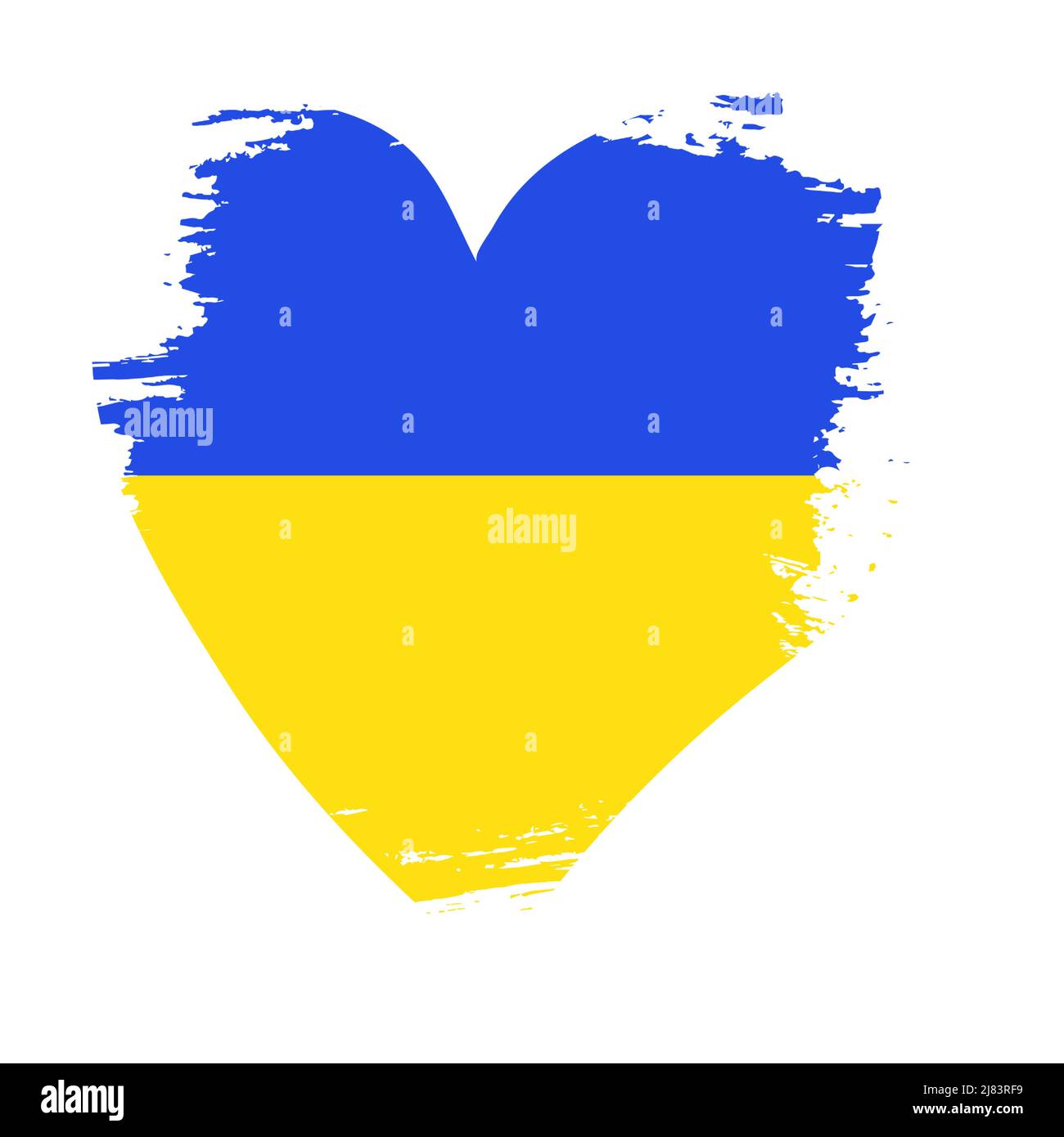 Drapeau ukrainien, drapeau national avec deux couleurs bleu et jaune coups de pinceau en forme de coeur. Éléments de conception. Texture peinte . Illustration vectorielle Illustration de Vecteur