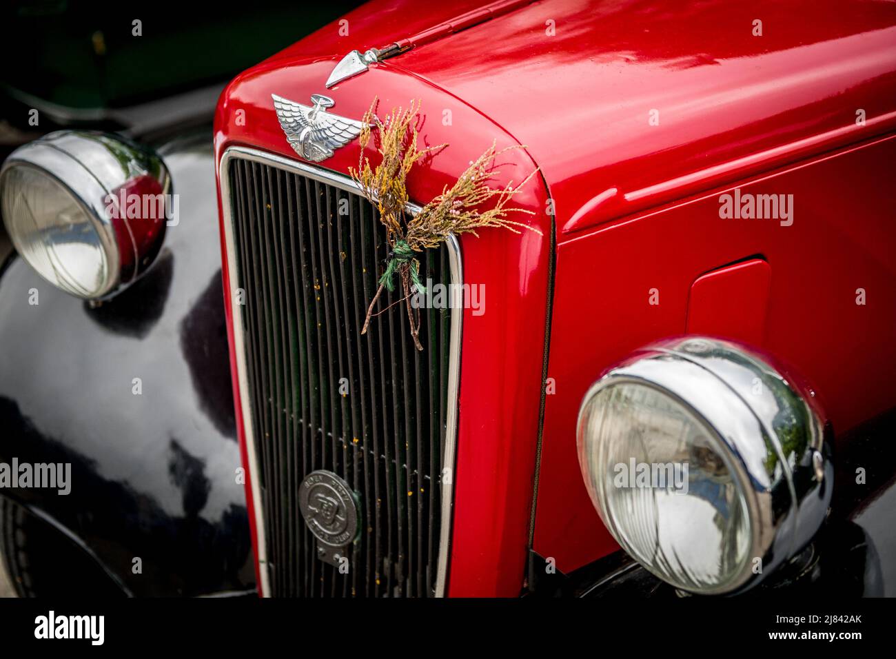 Les membres du club automobile d’Austin avant la guerre 7 qui participent à la tournée « Century of Sevens Celebration » autour des Dales du Derbyshire. Banque D'Images