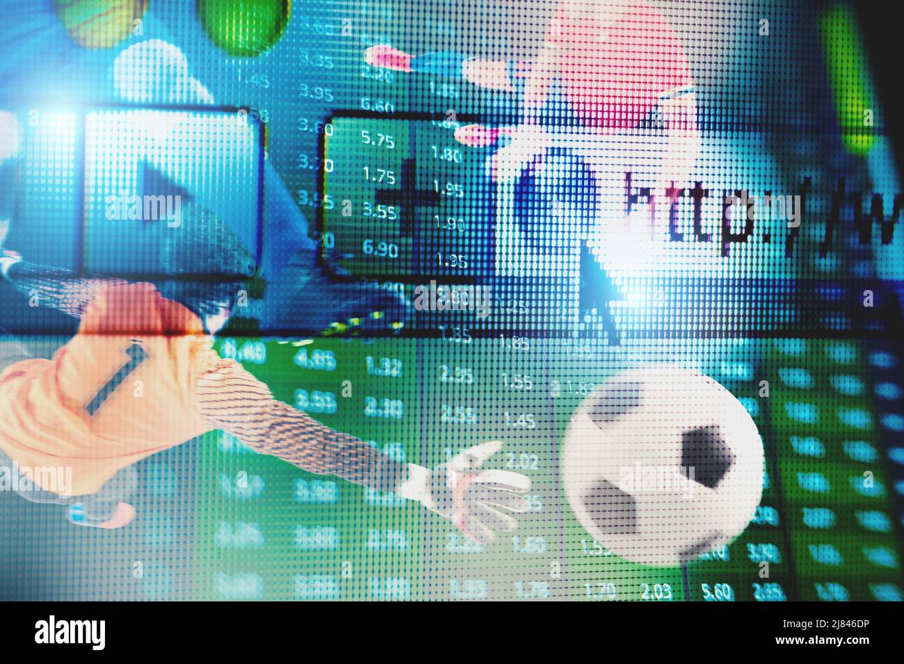 Pari en ligne et analyses et statistiques pour le match de football Banque D'Images