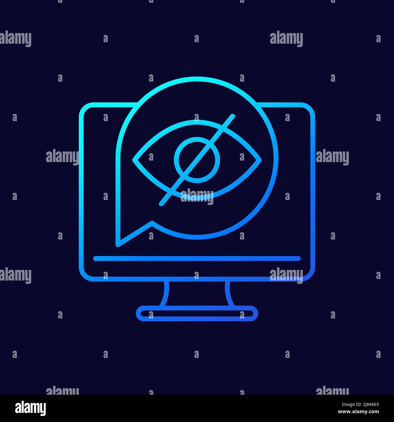 icône de ligne masquée ou invisible avec un œil sur l'écran Illustration de Vecteur
