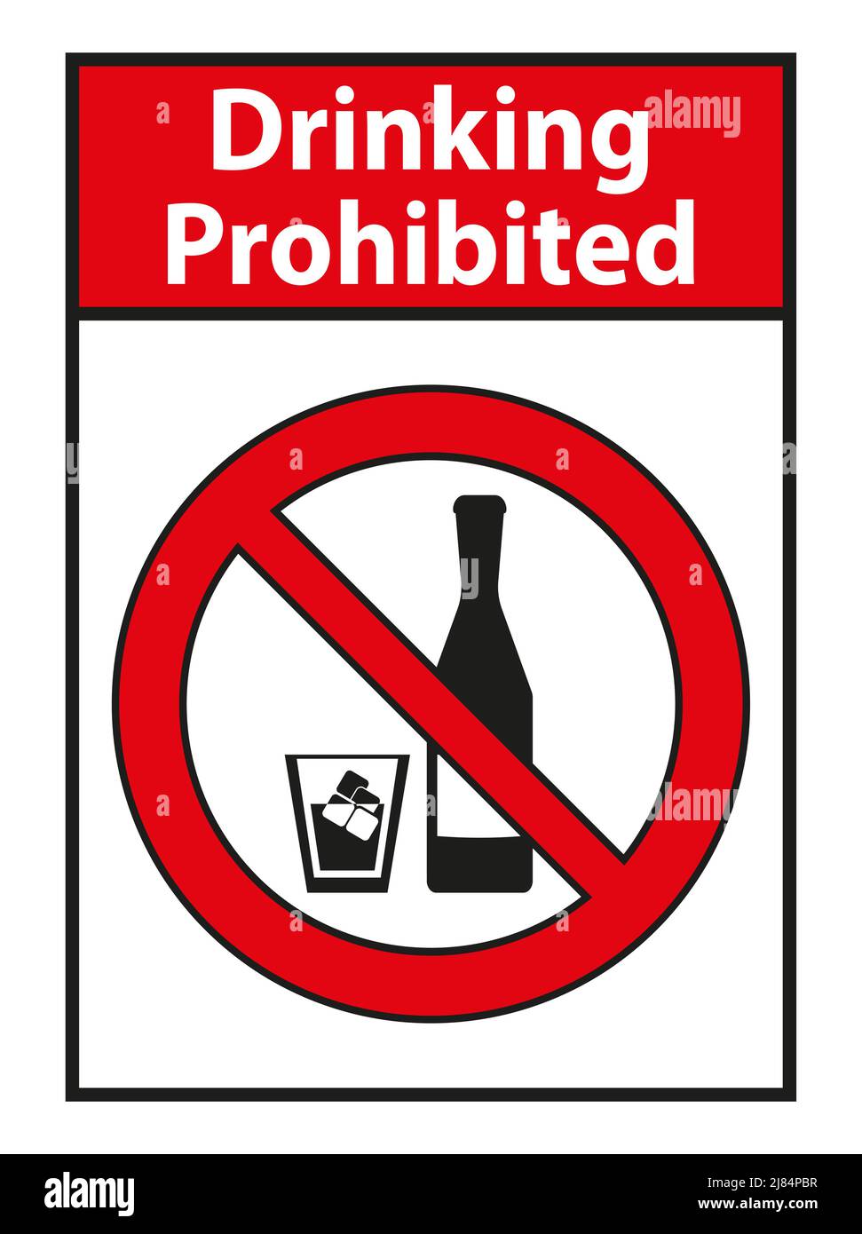Boire interdit, pas de signe d'alcool isolé sur fond blanc Illustration de Vecteur