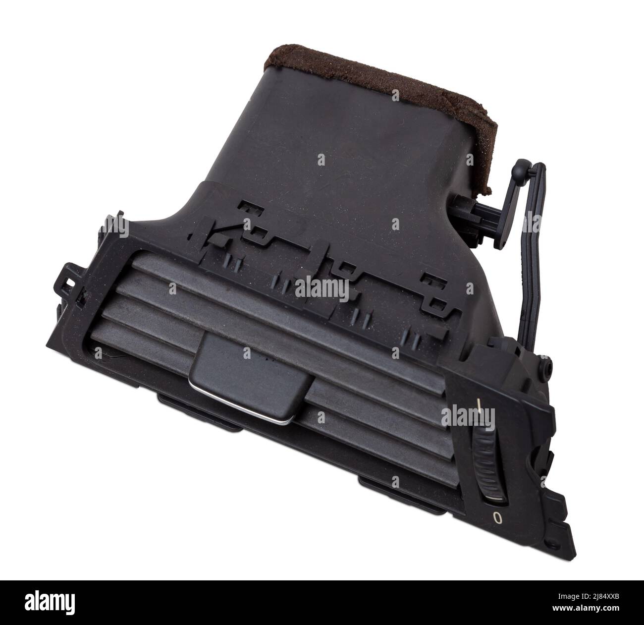 Vue rapprochée d'une partie de l'intérieur de une voiture moderne avec vue sur le déflecteur de ventilation du chauffage pour le chauffage et le refroidissement du passager Banque D'Images