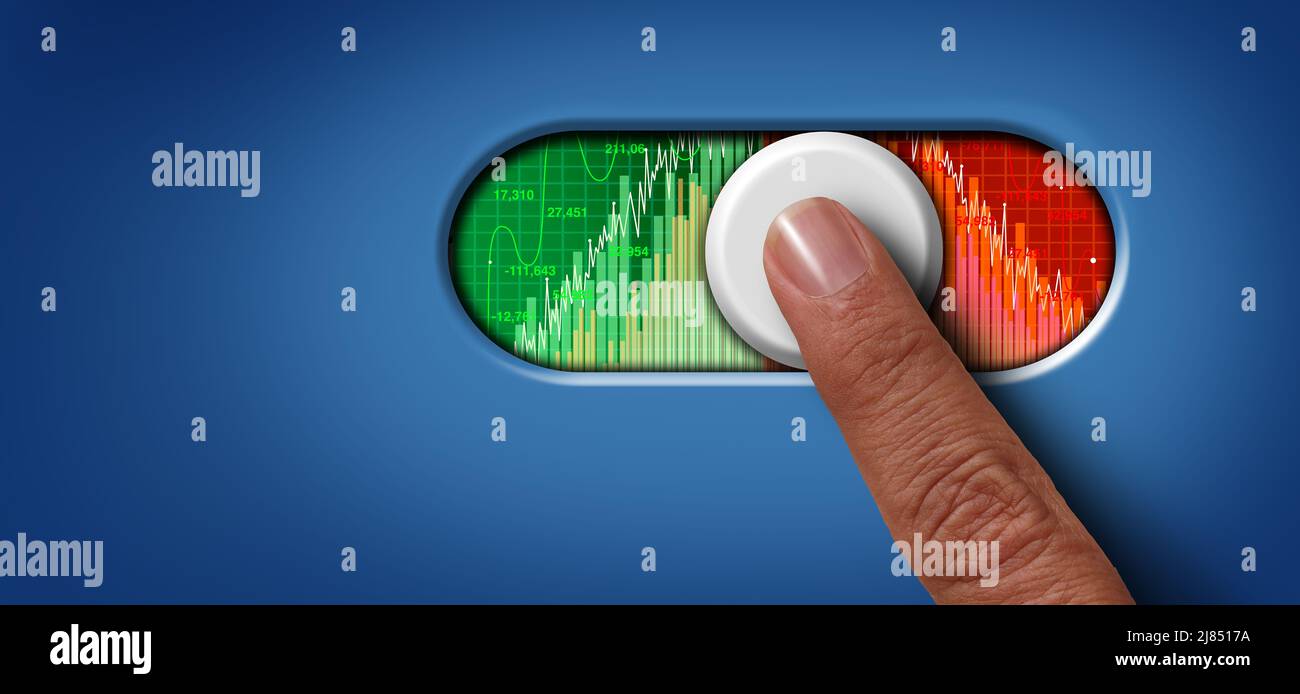 Changement de marché boursier et gestion économique ou conseiller financier expert en gestion de marchés à la hausse et à la baisse comme métaphore de la finance et de la négociation d'actions. Banque D'Images