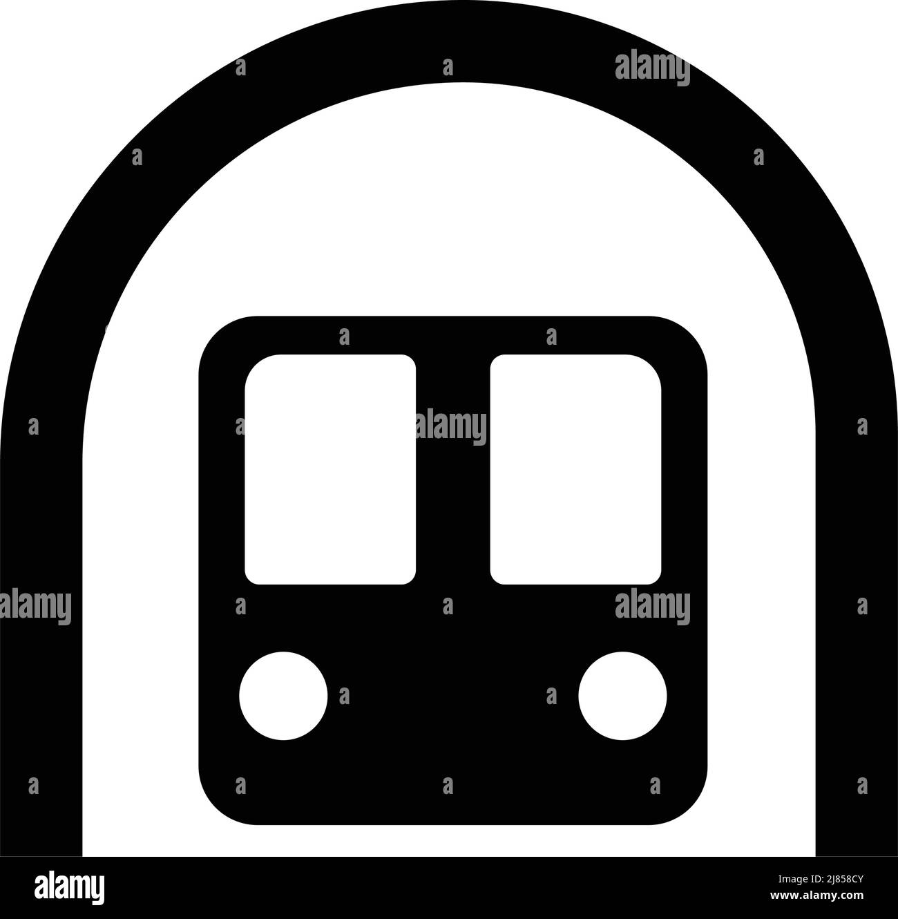 Icône de silhouette d'un tunnel et d'un train. Vecteur modifiable. Illustration de Vecteur