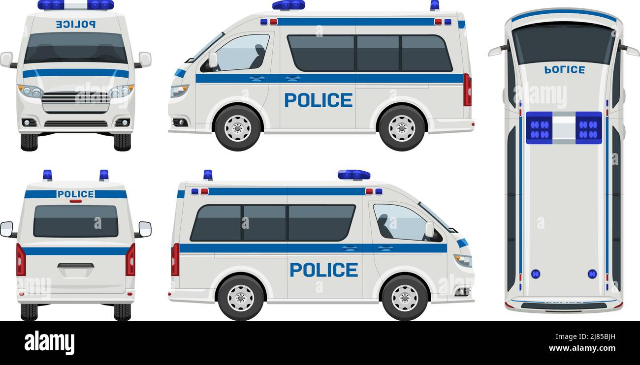 Modèle de vecteur de voiture de police avec des couleurs simples sans ...