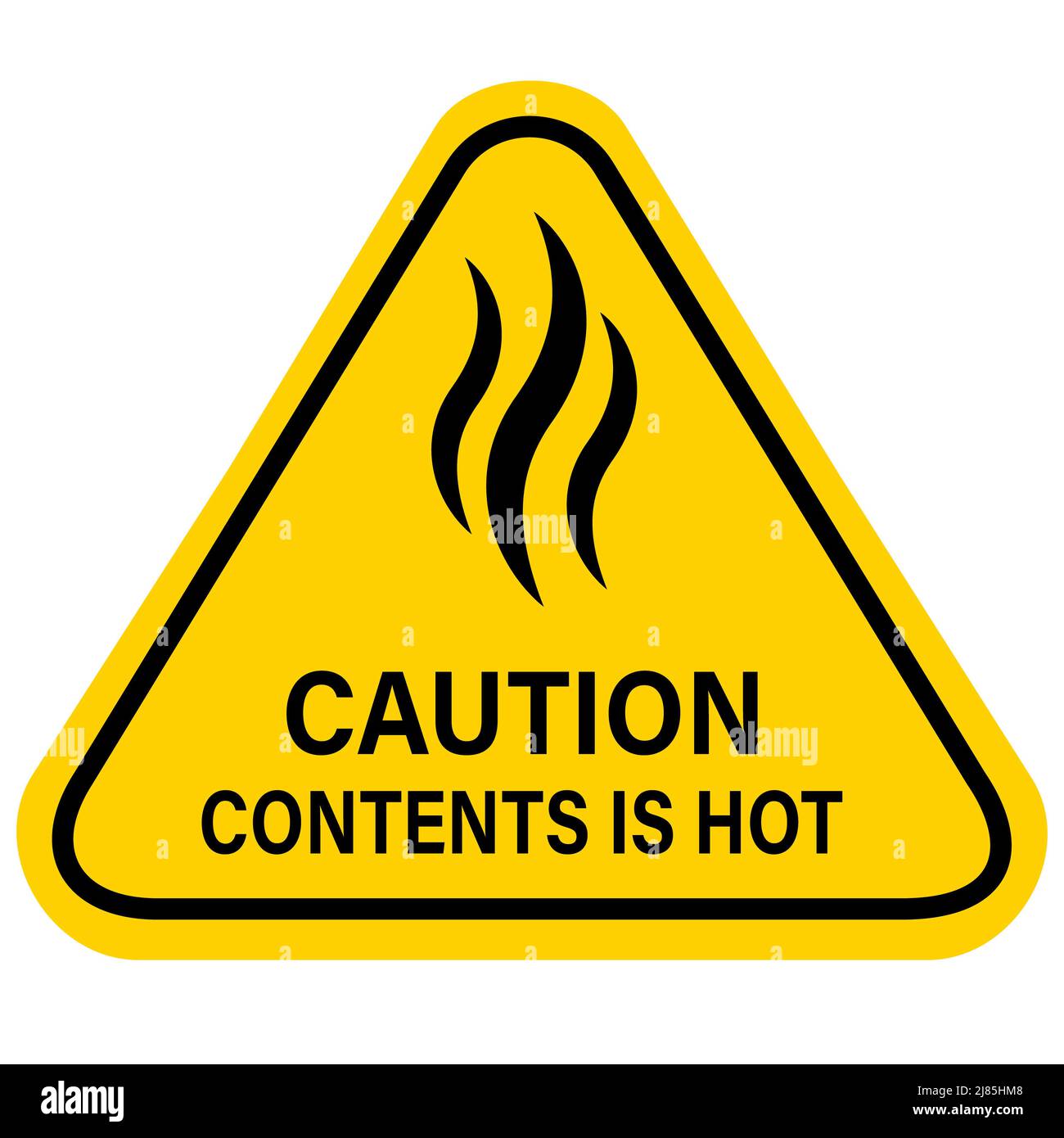 attention le contenu est chaud sur fond blanc. le contenu est un signe d'avertissement chaud. style plat. Banque D'Images