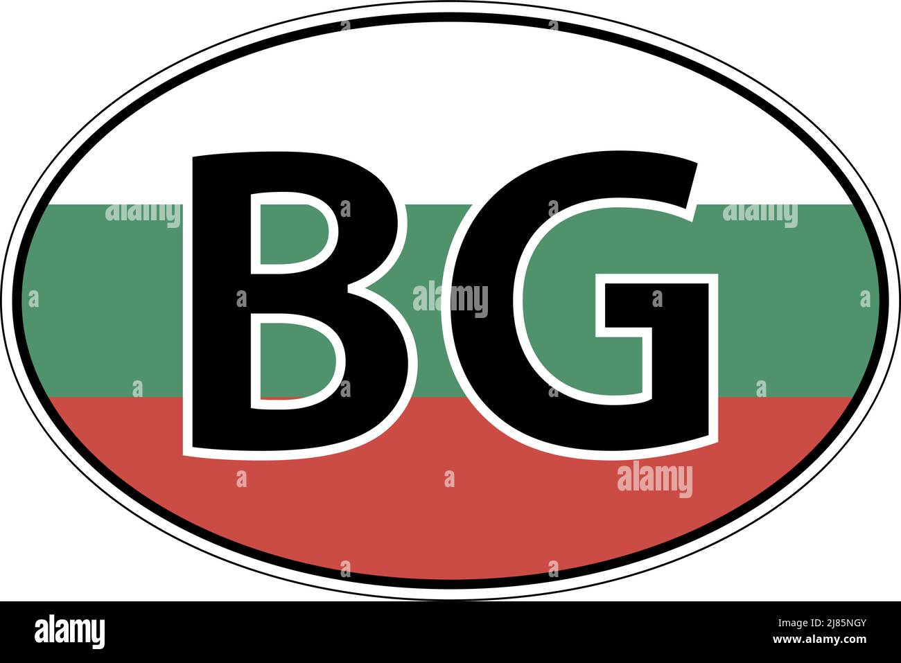 Étiquette de drapeau de la Bulgarie BG sur la voiture, plaque  d'immatriculation internationale Image Vectorielle Stock - Alamy