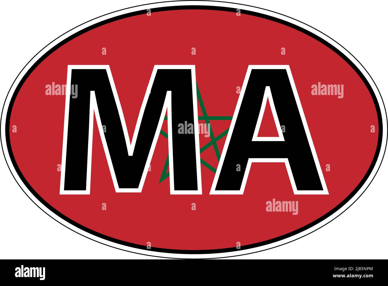 Royaume Maroc ma étiquette auto autocollant drapeau, plaque d'immatriculation internationale Illustration de Vecteur