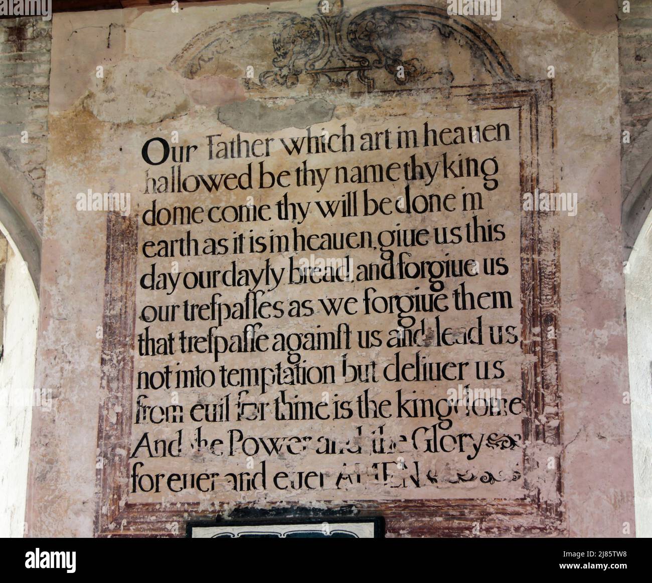 Inscription de la prière des Lords dans l'église St Marys de Pembridge Leominster Herefordshire Banque D'Images
