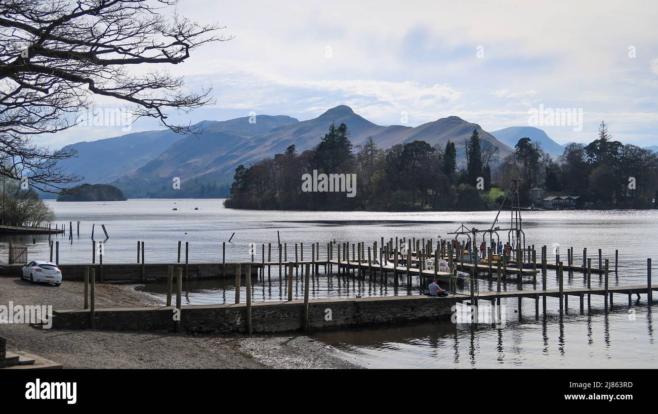 Jetées sur Derwent Water Lake Banque D'Images