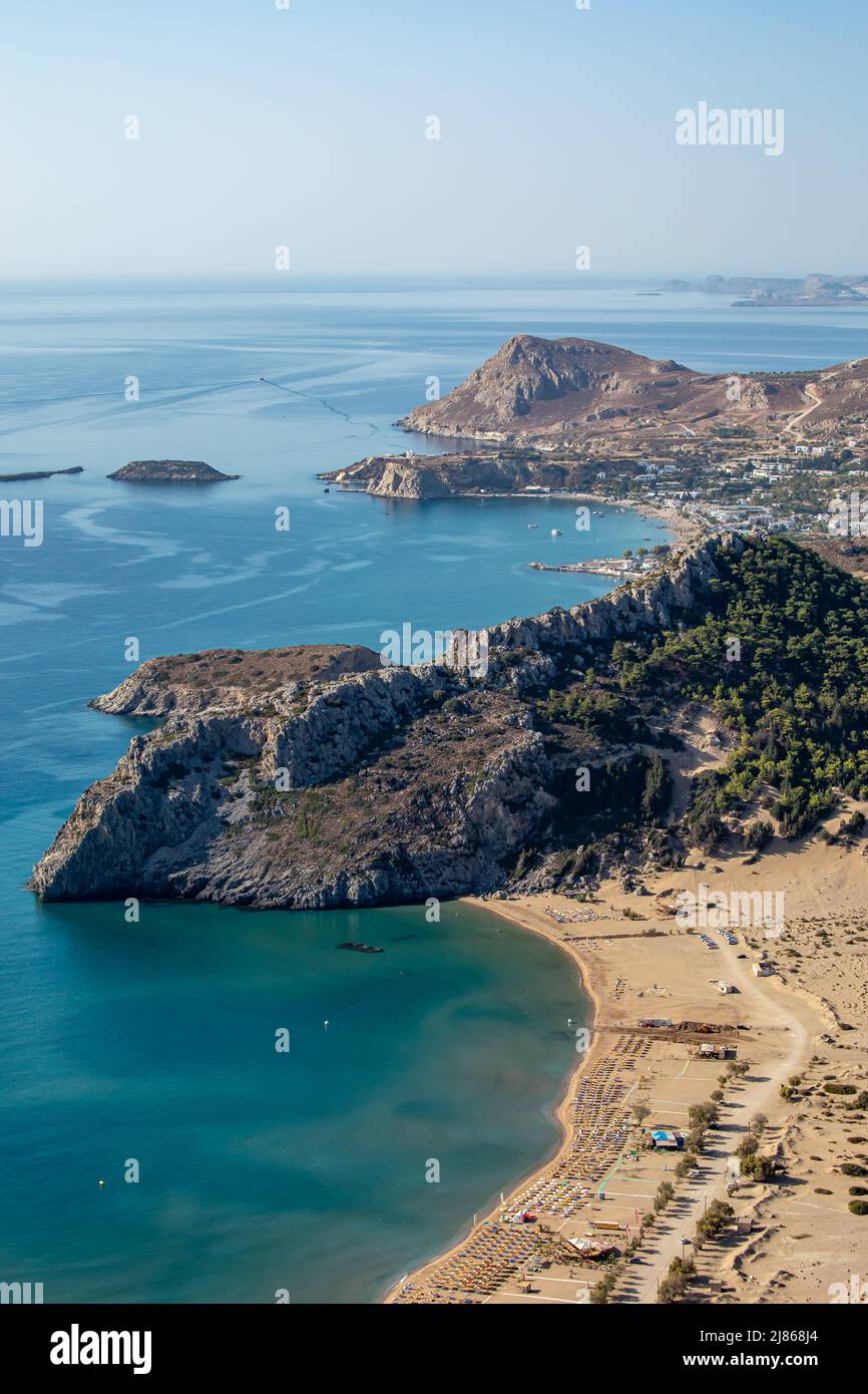 Vue depuis le monastère Saint de panagia tsambika Banque D'Images