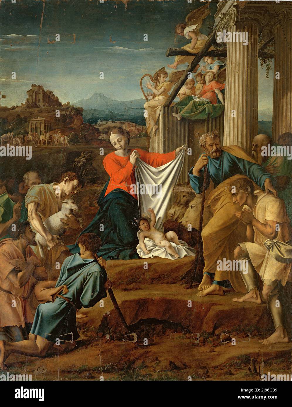 Saint-Jean-Baptiste prêchant (panel) par Elsheimer, Adam (1578-1610) (attr. À); Palazzo Pitti, Florence, Italie; allemand, non protégé par copyright. Banque D'Images