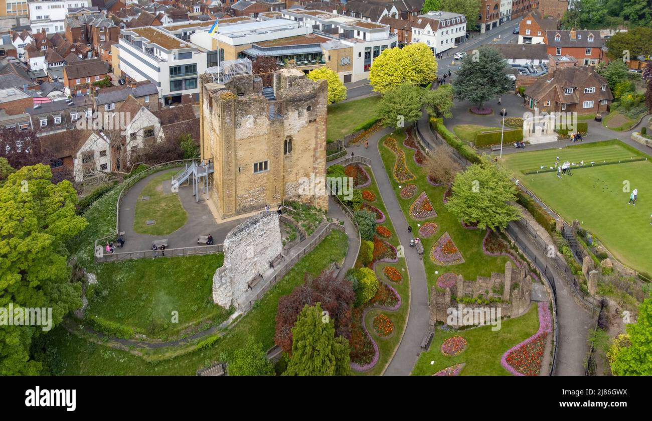 Vue aérienne du château de Guilford, Surrey, Angleterre Banque D'Images