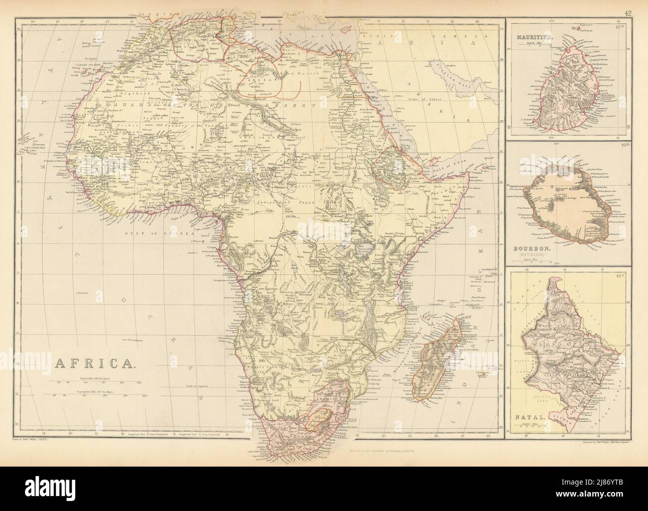 DÉBUT DE L'AFRIQUE COLONIALE. Au début de la carte de colonisation 1886 de 'Scramble for Africa' Banque D'Images