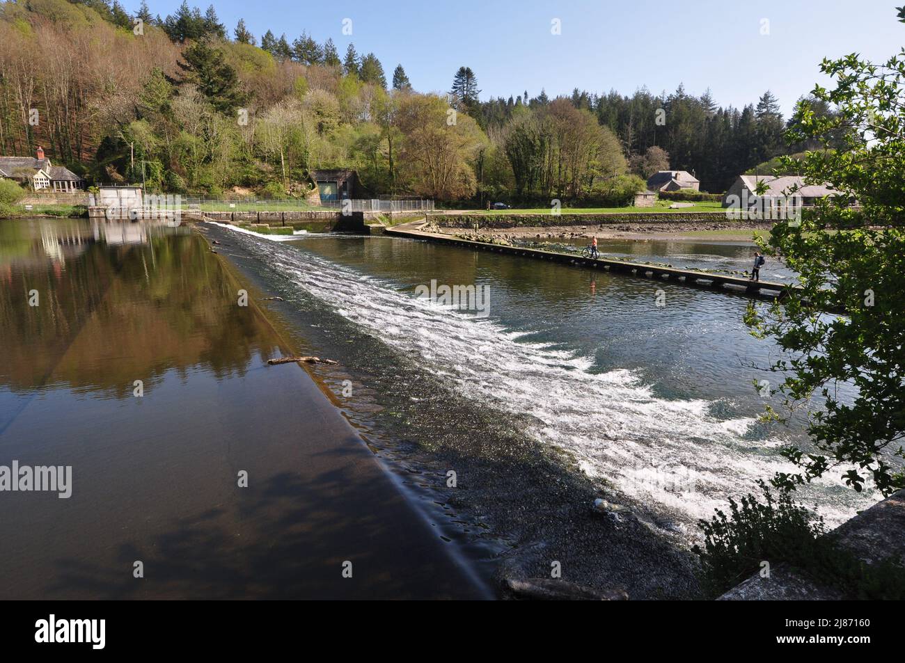 Barrage de Lopwell sur la rivière Tavy, près de Plymouth, Devon, Royaume-Uni Banque D'Images