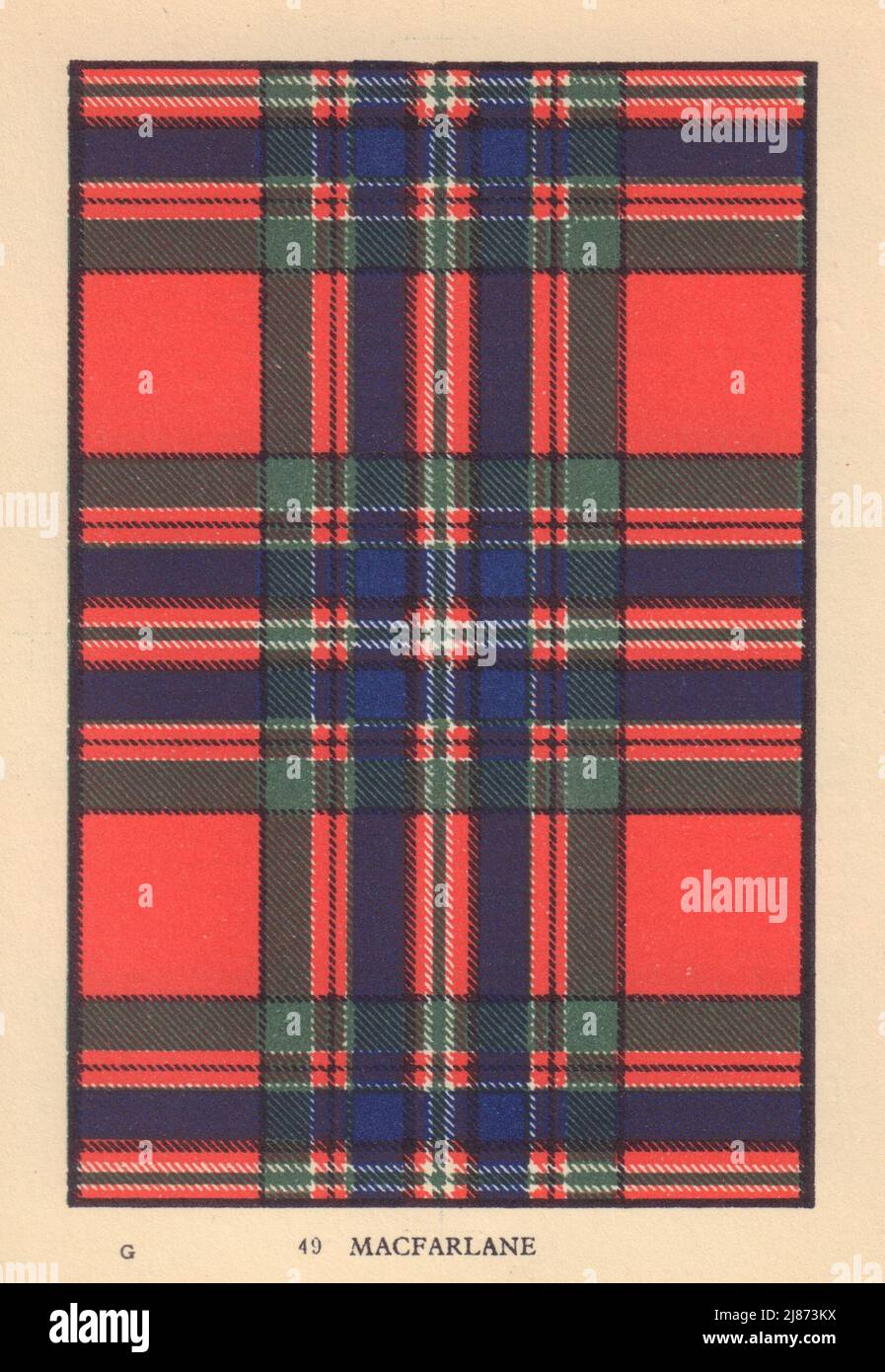 Macfarlane. Tartan écossais Clan. PETIT imprimé vintage 8 x 11,5 cm 1937 Banque D'Images
