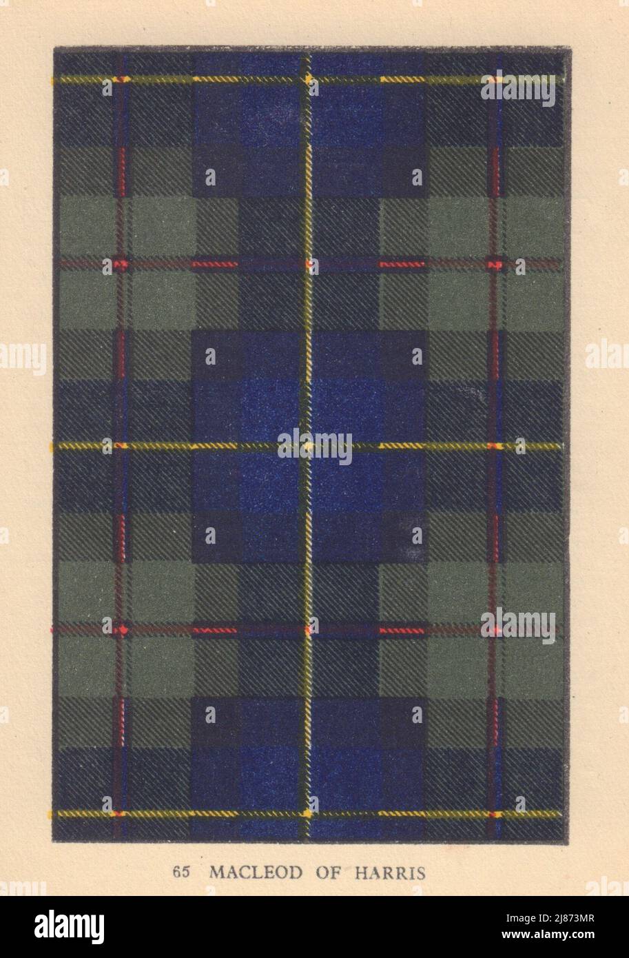 MacLeod de Harris [et Dunvegan]. Tartan écossais Clan. PETIT 8x11,5 cm 1937 Banque D'Images