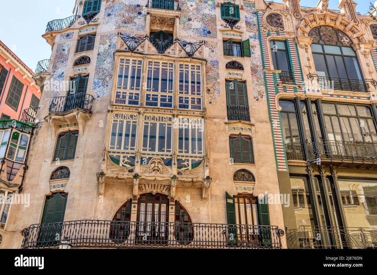 Immeuble historique CAN Forteza Rey art nouveau dans la vieille ville, Palma, Majorque Banque D'Images