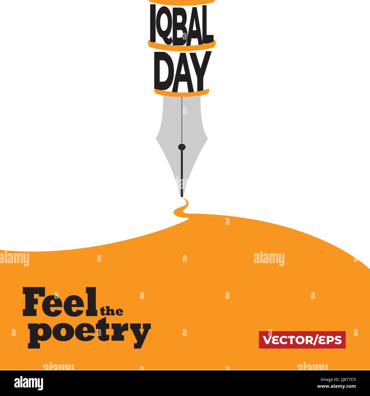 Le jour d'Iqbal ressentez la poésie avec le design Pen Illustration de Vecteur