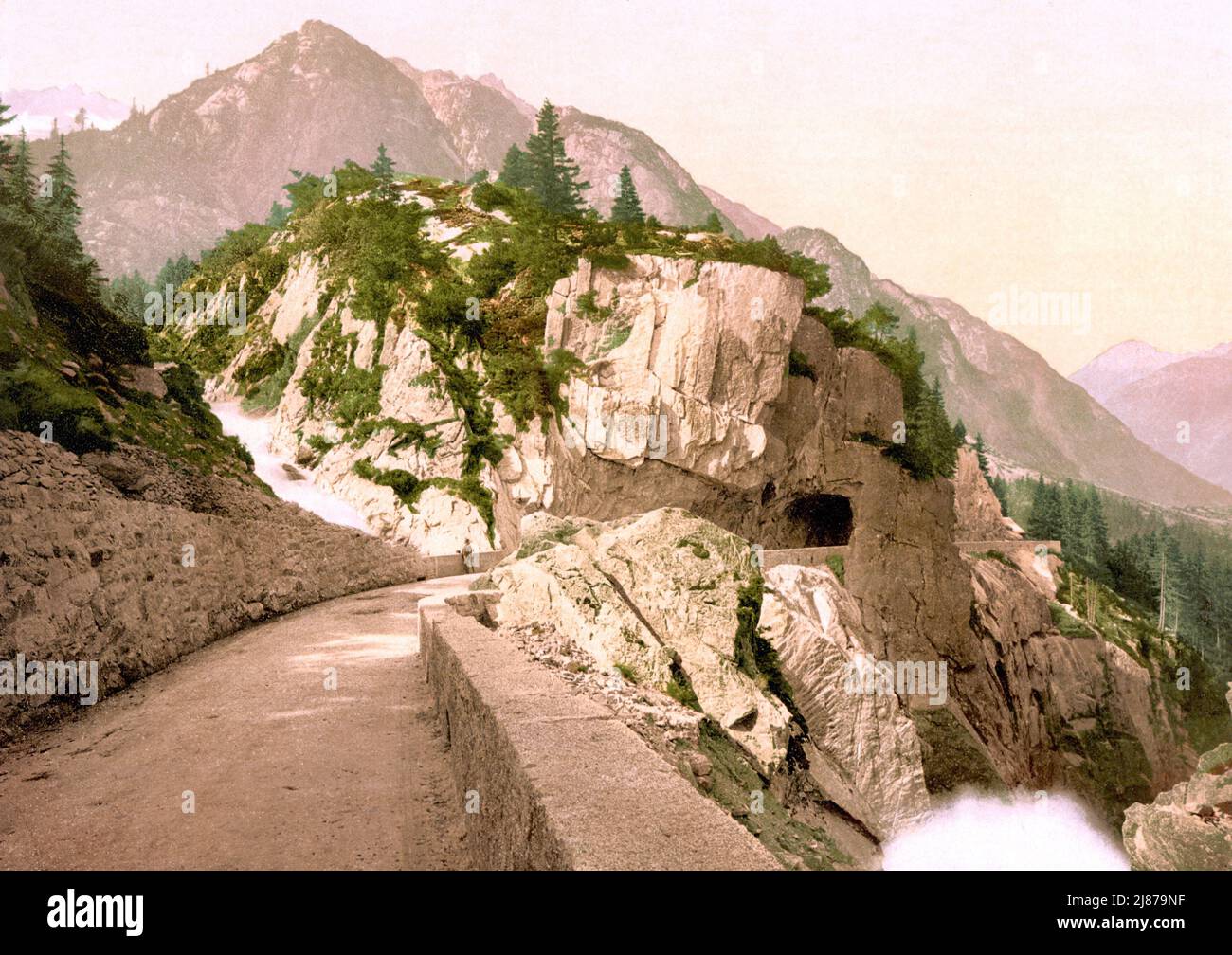 Handeggfall, Col de Grimsel, Guttanen, Alpes bernoises, Berne, Suisse 1890. Banque D'Images