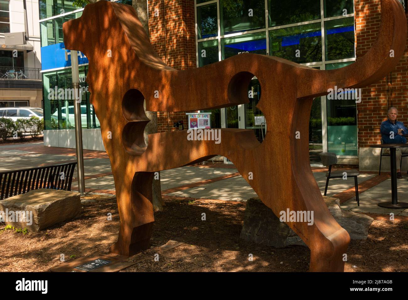 Dale Rogers Big Dog sculpture dans le centre-ville de Greenville SC Banque D'Images