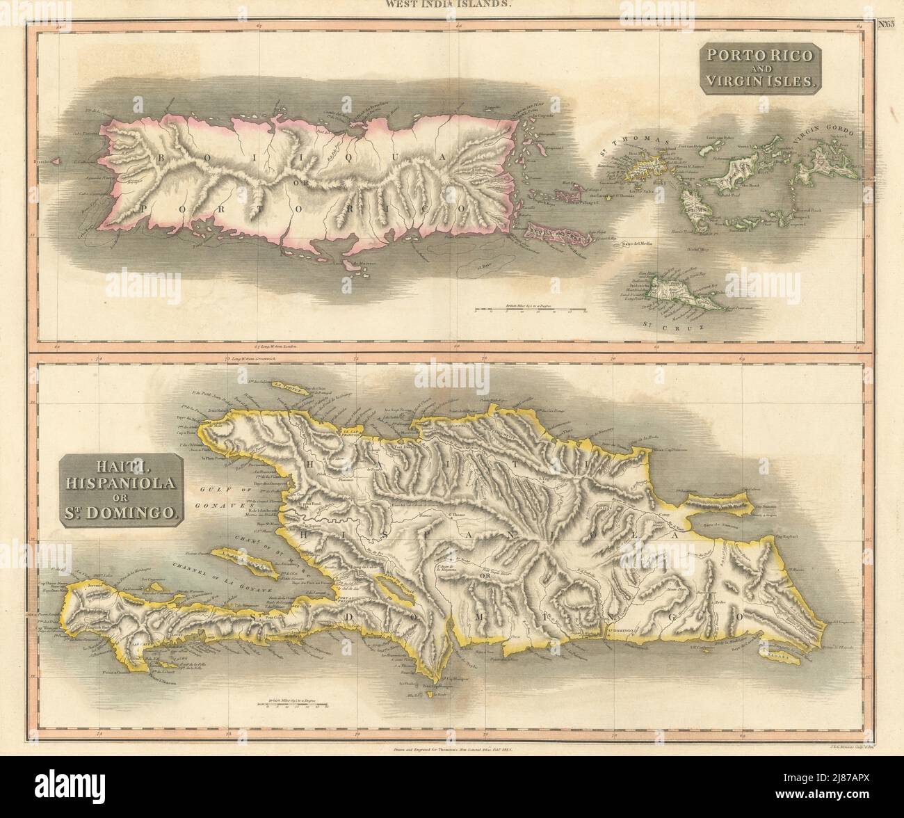Puerto Rico et les îles Vierges. Haïti, Hispaniola ou de Saint Domingue. THOMSON 1817 map Banque D'Images