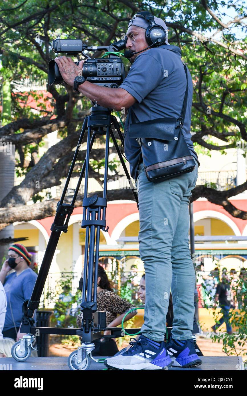 Caméraman couvrant un événement, Campeche , Mexique Banque D'Images