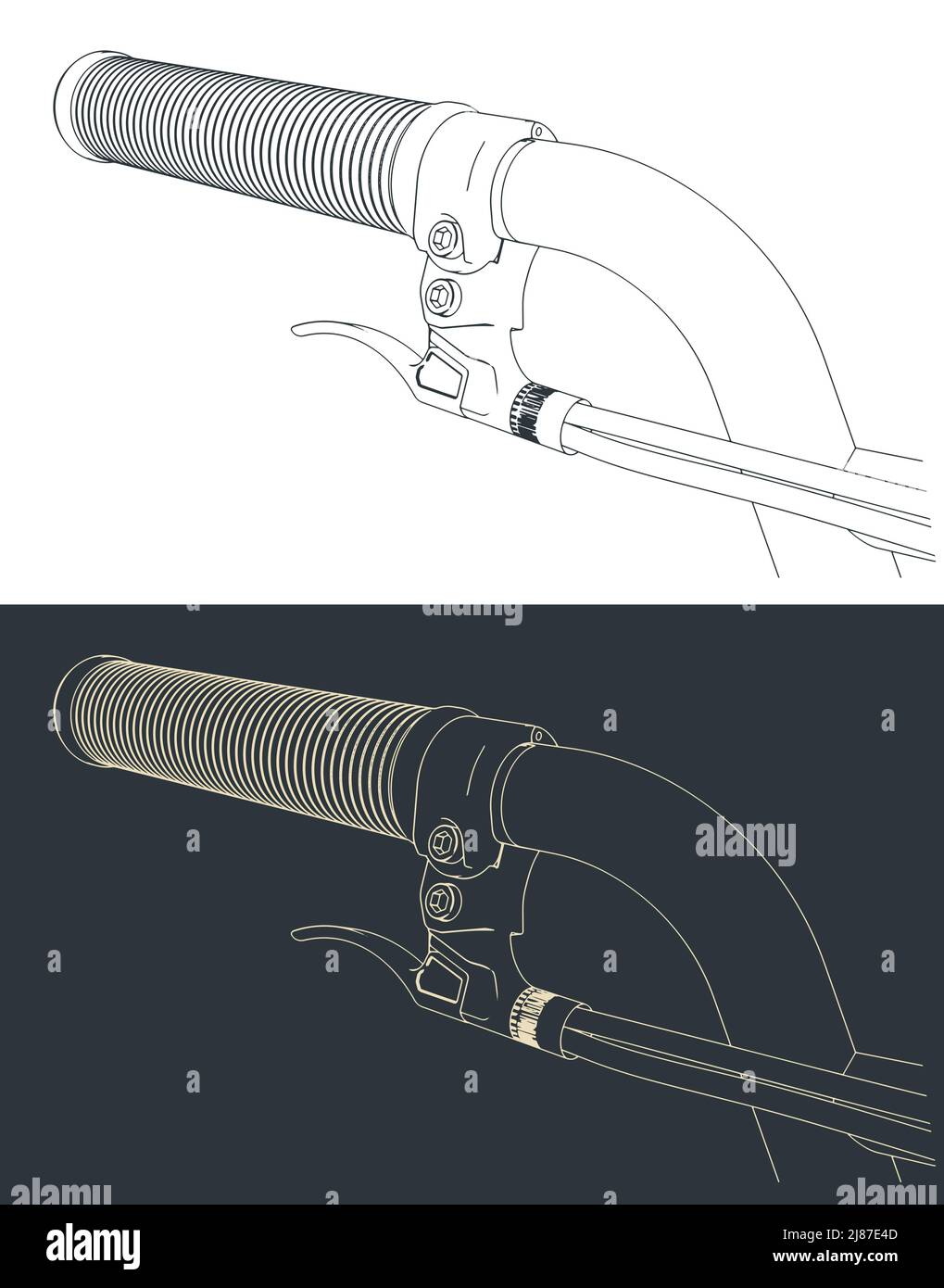 Illustration vectorielle stylisée d'une poignée de vélo en gros plan Illustration de Vecteur