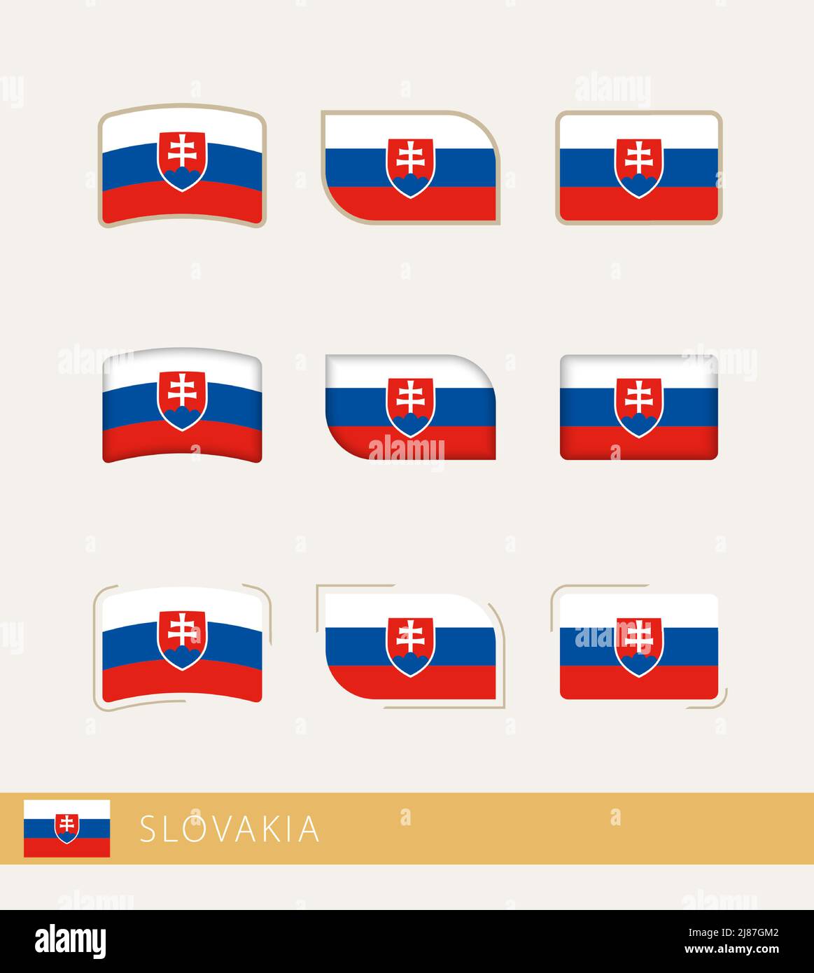 Drapeaux vectoriels de Slovaquie, collection de drapeaux de Slovaquie. Icône vecteur. Illustration de Vecteur