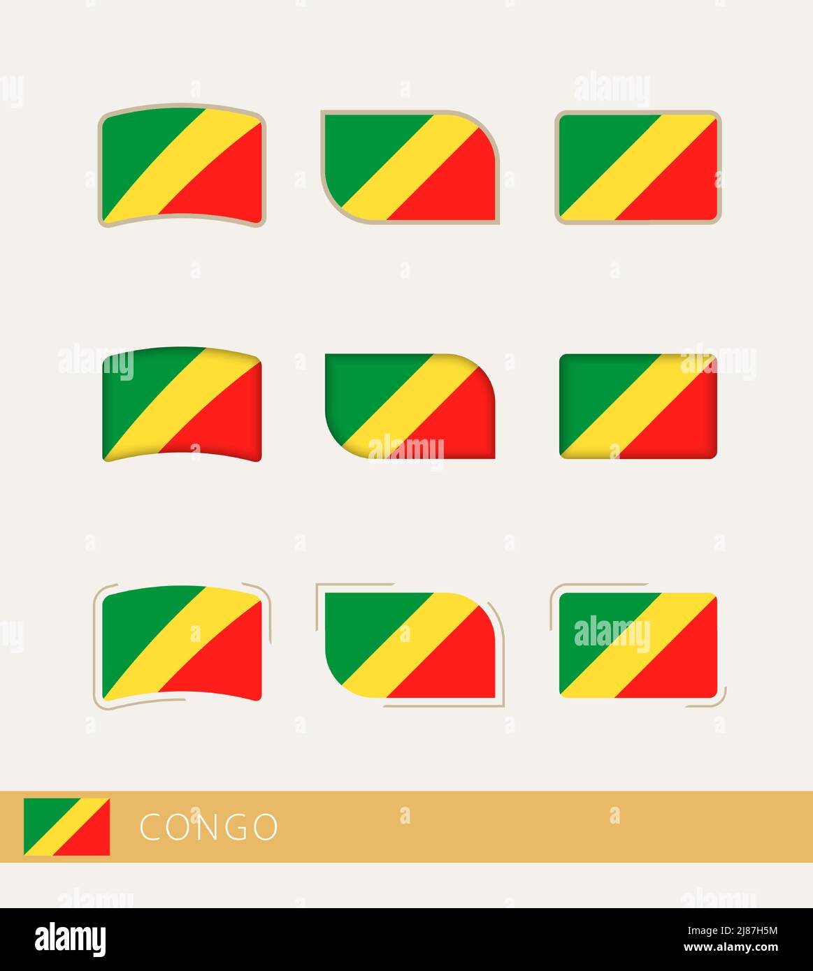 Drapeaux vectoriels du Congo, collection de drapeaux du Congo. Icône vecteur. Illustration de Vecteur