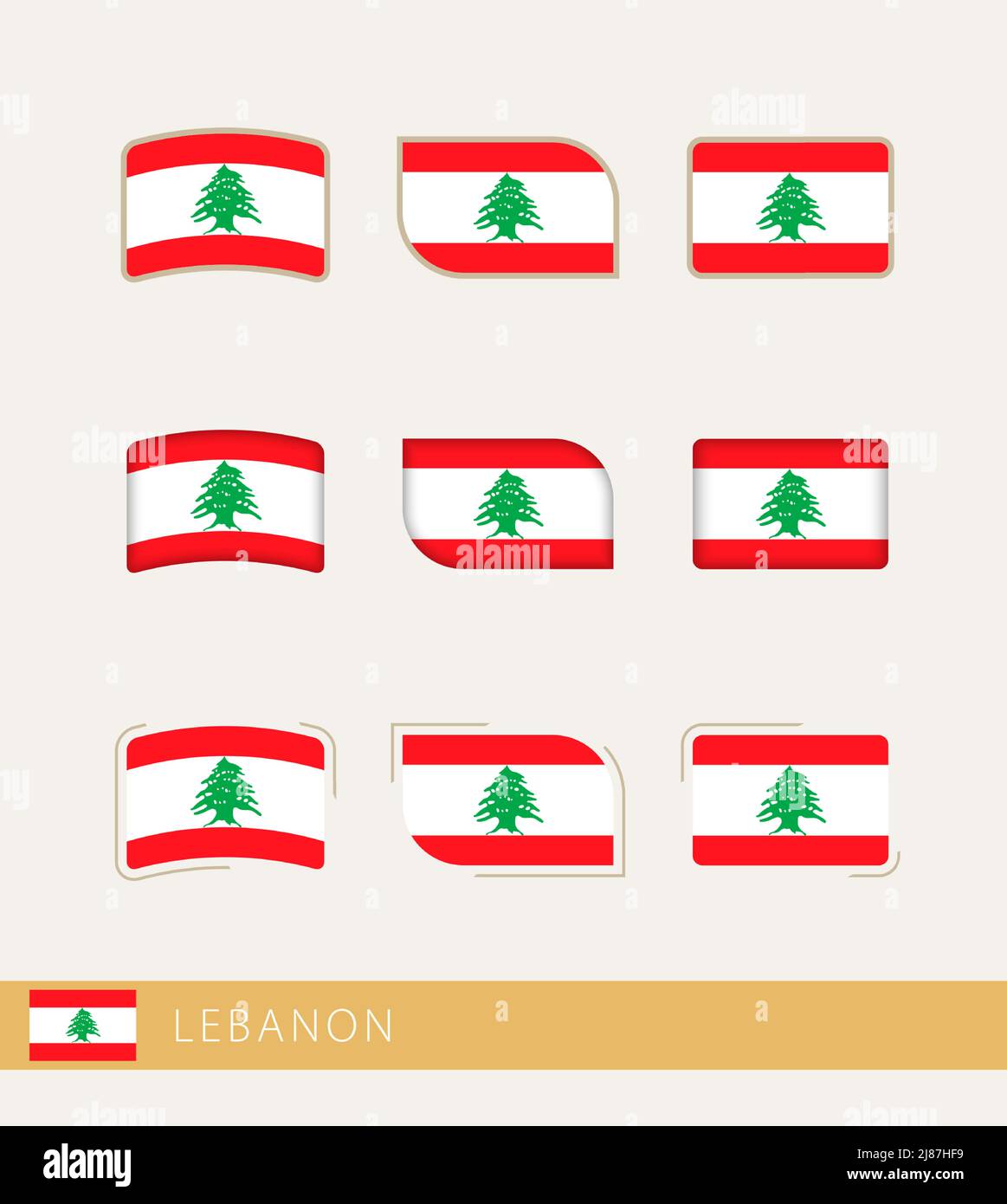 Drapeaux vectoriels du Liban, collection de drapeaux libanais. Icône vecteur. Illustration de Vecteur