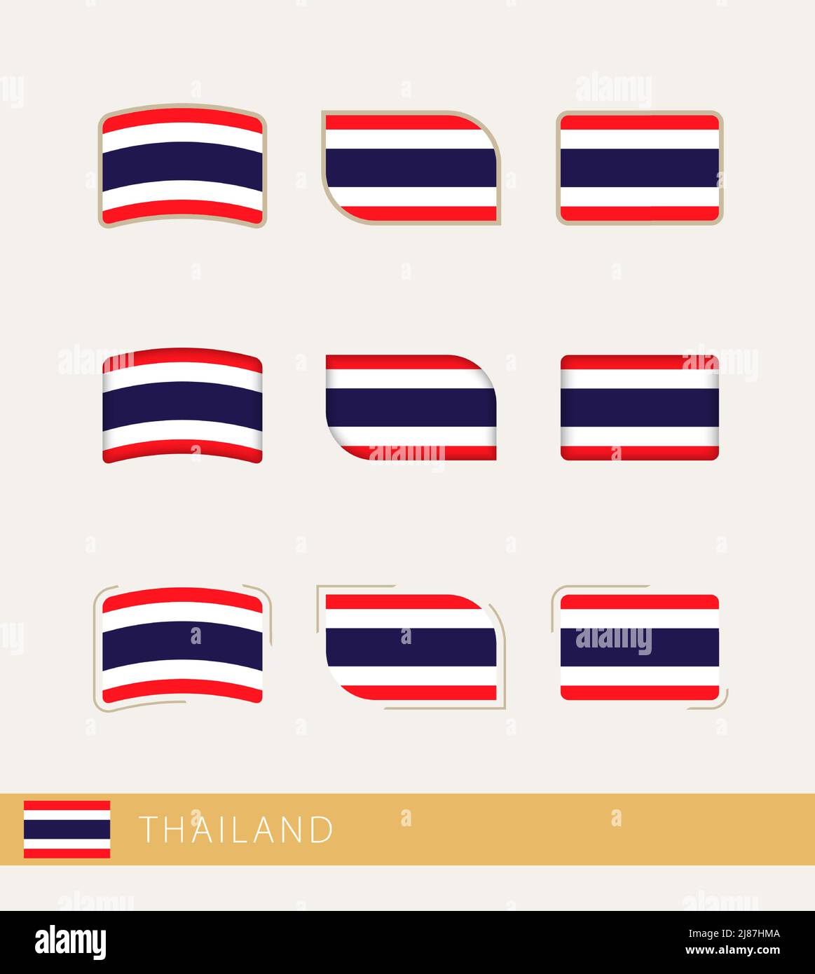 Drapeaux vectoriels de Thaïlande, collection de drapeaux de Thaïlande. Icône vecteur. Illustration de Vecteur