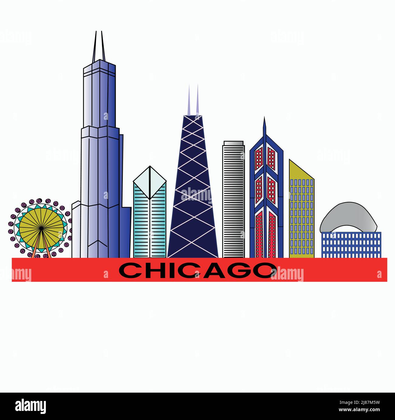 City Skyline Chicago USA Illustration de Vecteur