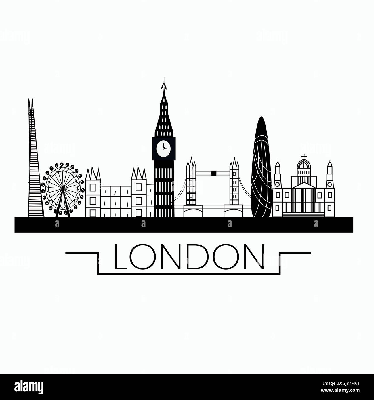 City Skyline de Londres, Royaume-Uni Illustration de Vecteur