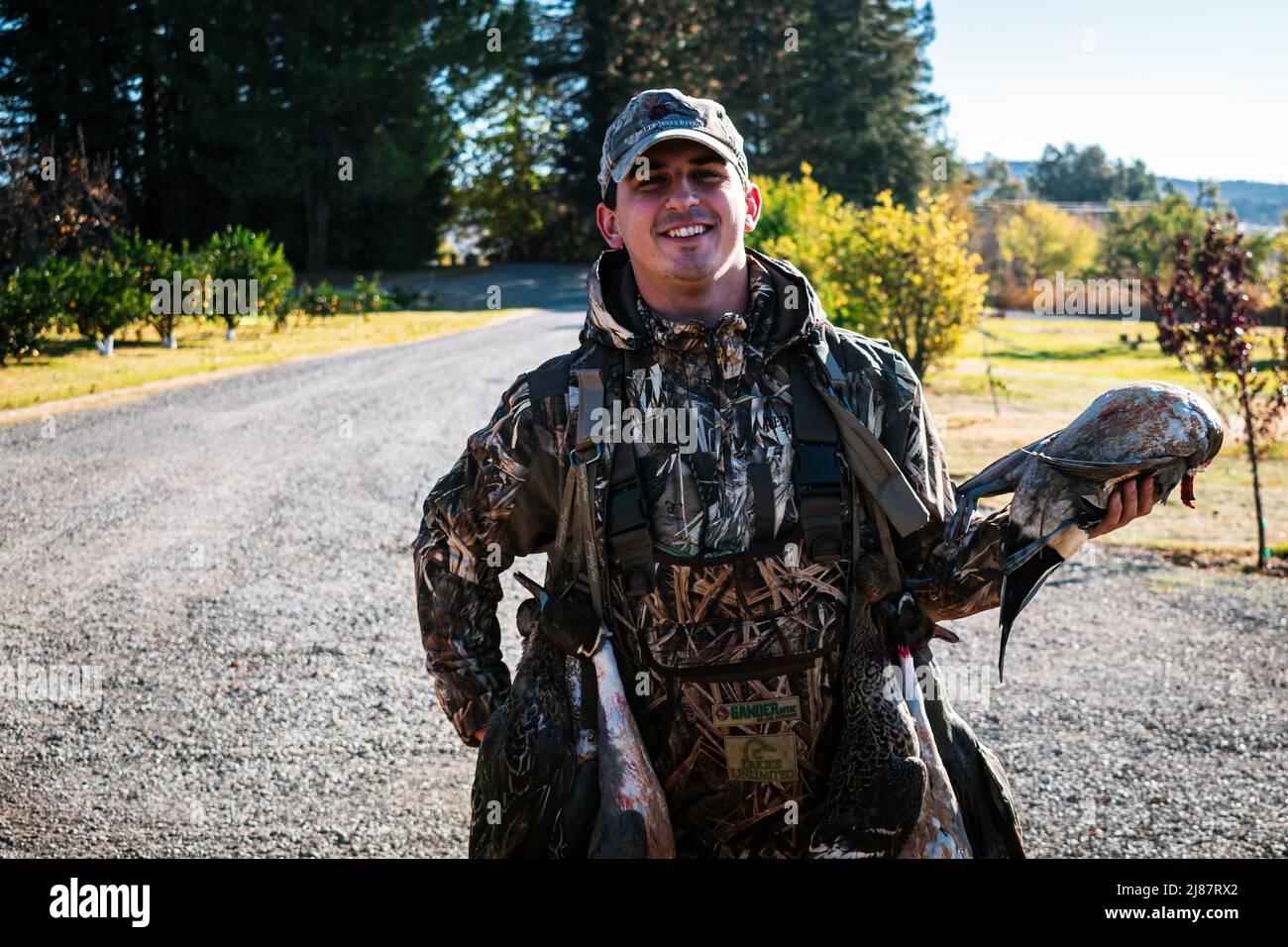 Un chasseur de canards en Californie Banque D'Images