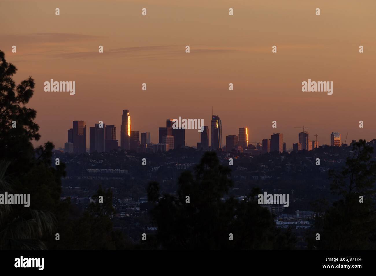 Horizon de Los Angeles à l'heure d'or Banque D'Images