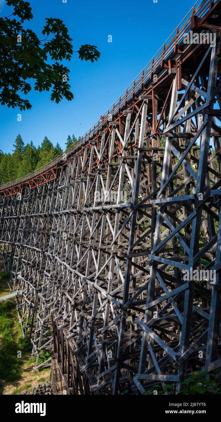 Pont de chemin de fer à chevalet classique en Colombie-Britannique, Canada. Banque D'Images