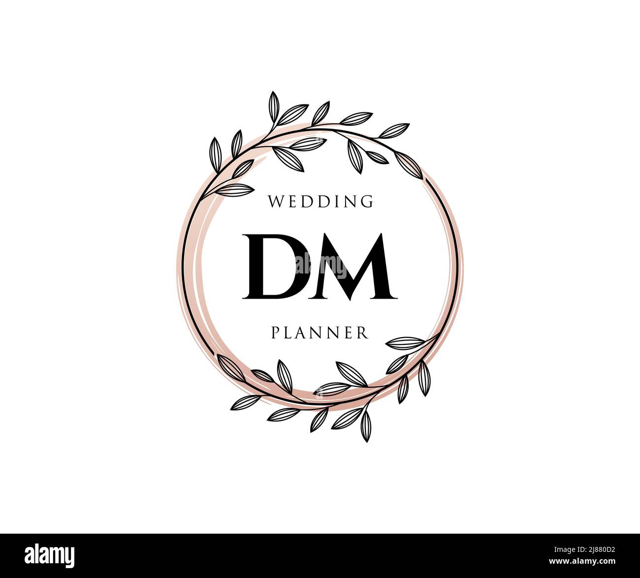 DM lettre initiale mariage monogramme collection de logos, dessin à la main moderne minimaliste et modèles floraux pour cartes d'invitation, Save the Date, élégant Illustration de Vecteur