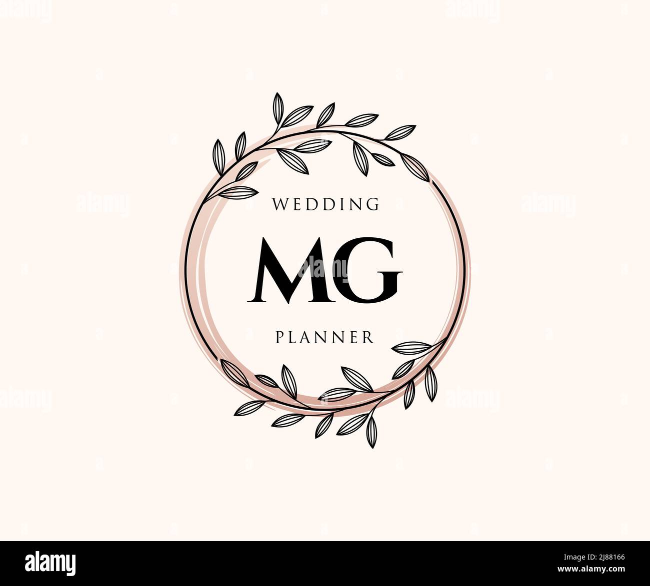 MG lettre initiale mariage monogramme collection de logos, dessin à la main moderne minimaliste et modèles floraux pour cartes d'invitation, Save the Date, élégant Illustration de Vecteur