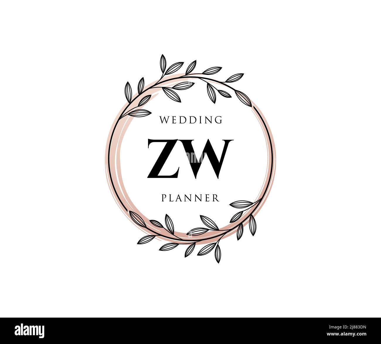 ZW initiales lettre mariage monogramme logos collection, dessin à la main moderne minimaliste et modèles floraux pour cartes d'invitation, Save the Date, élégant Illustration de Vecteur