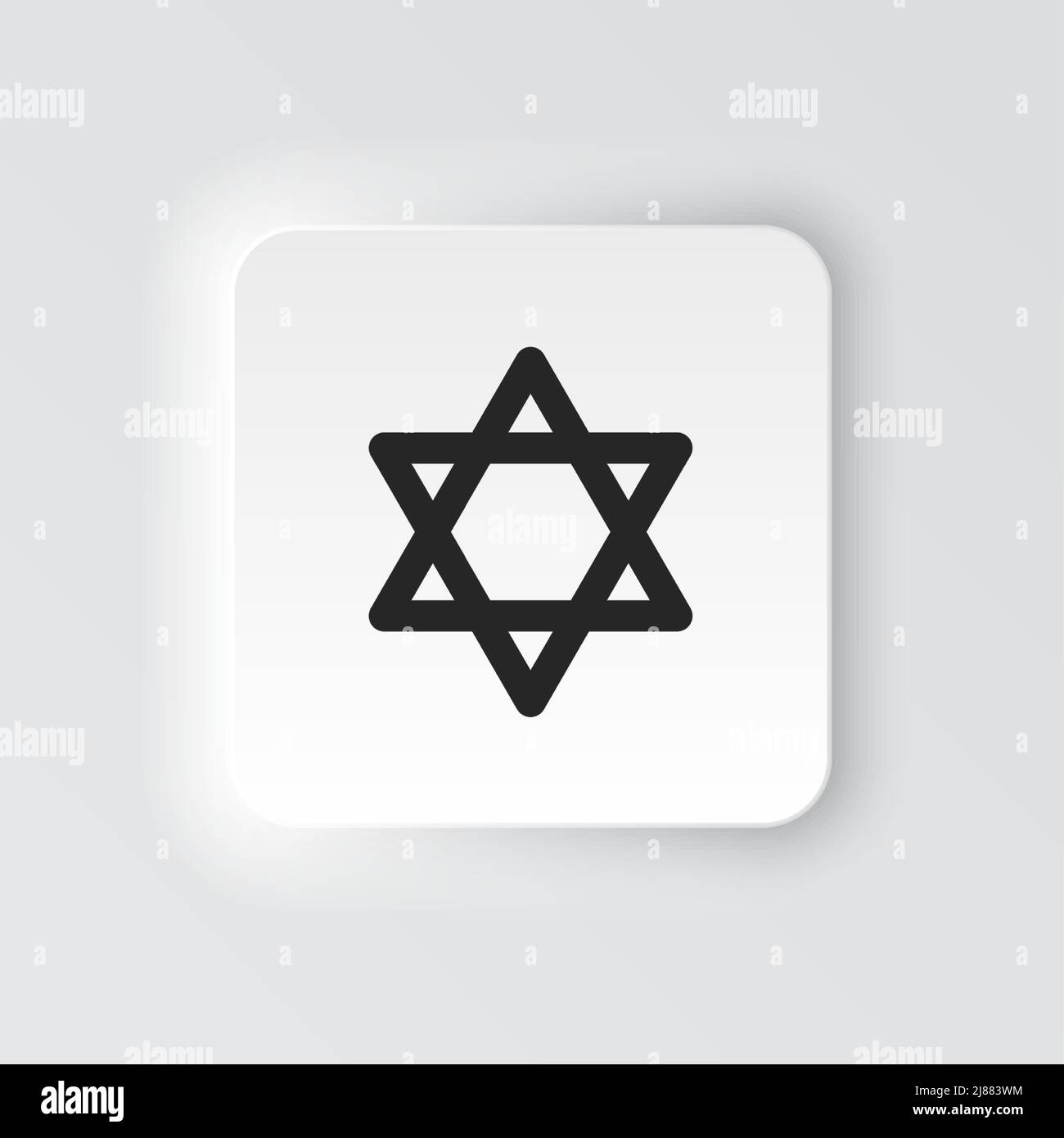 Rectangle icône bouton étoile Israël de david. Bandeau de boutons interface de badge rectangulaire pour l'illustration d'application sur le style néomorphe sur fond blanc Illustration de Vecteur