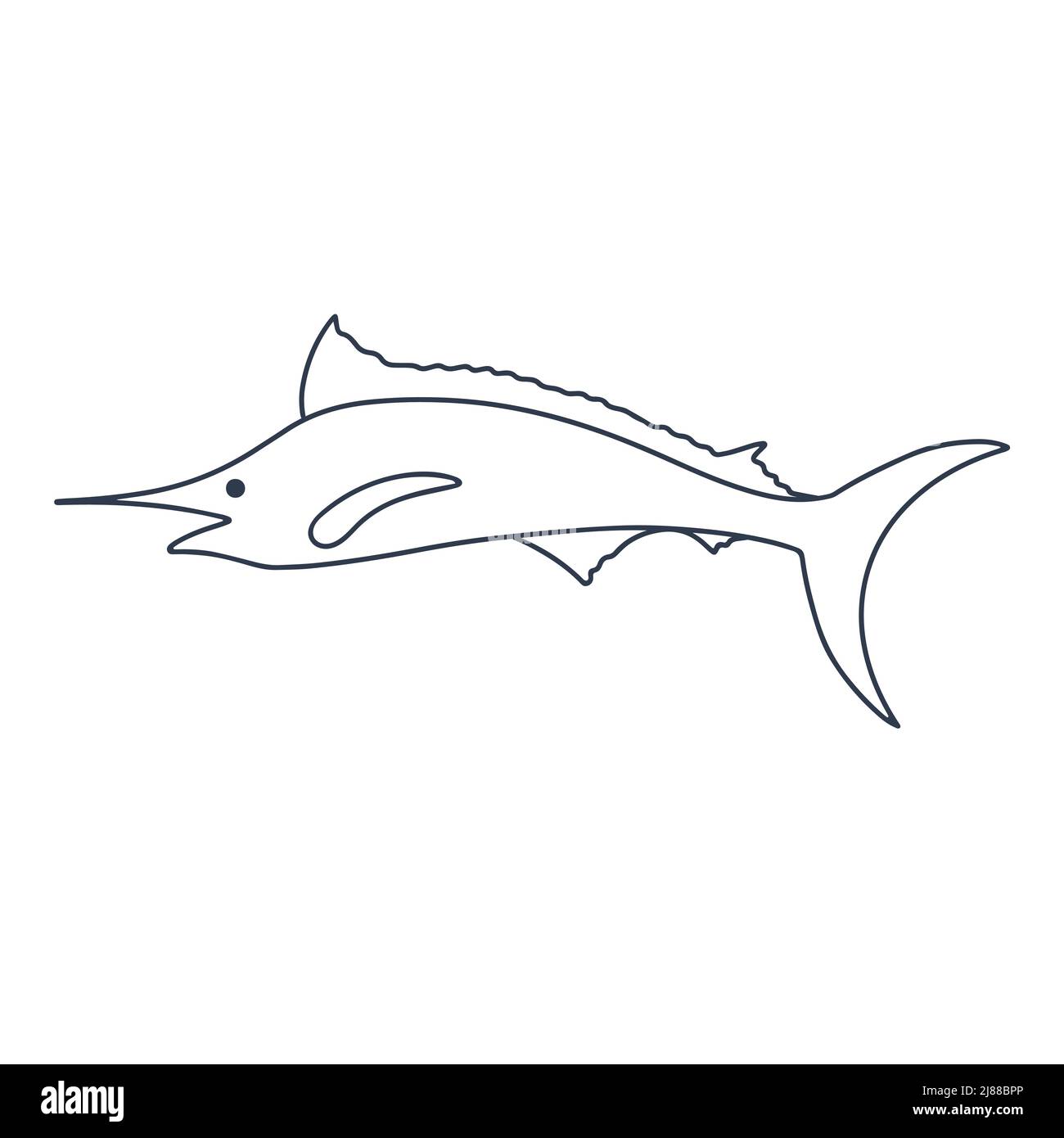 Poisson avec long bec étiré Doodle illustration Illustration de Vecteur