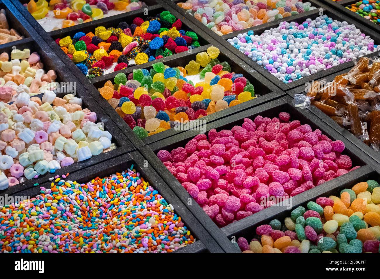 pile de bonbons colorés, boutique de bonbons en gelée Banque D'Images