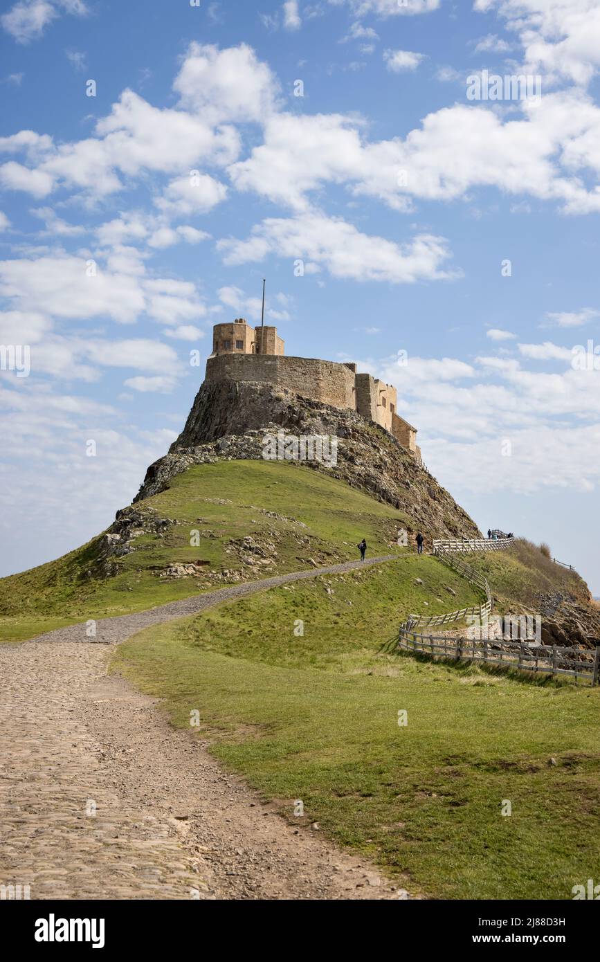château de lindisfarne sur l'île sainte de lindisfarne northumberland Banque D'Images