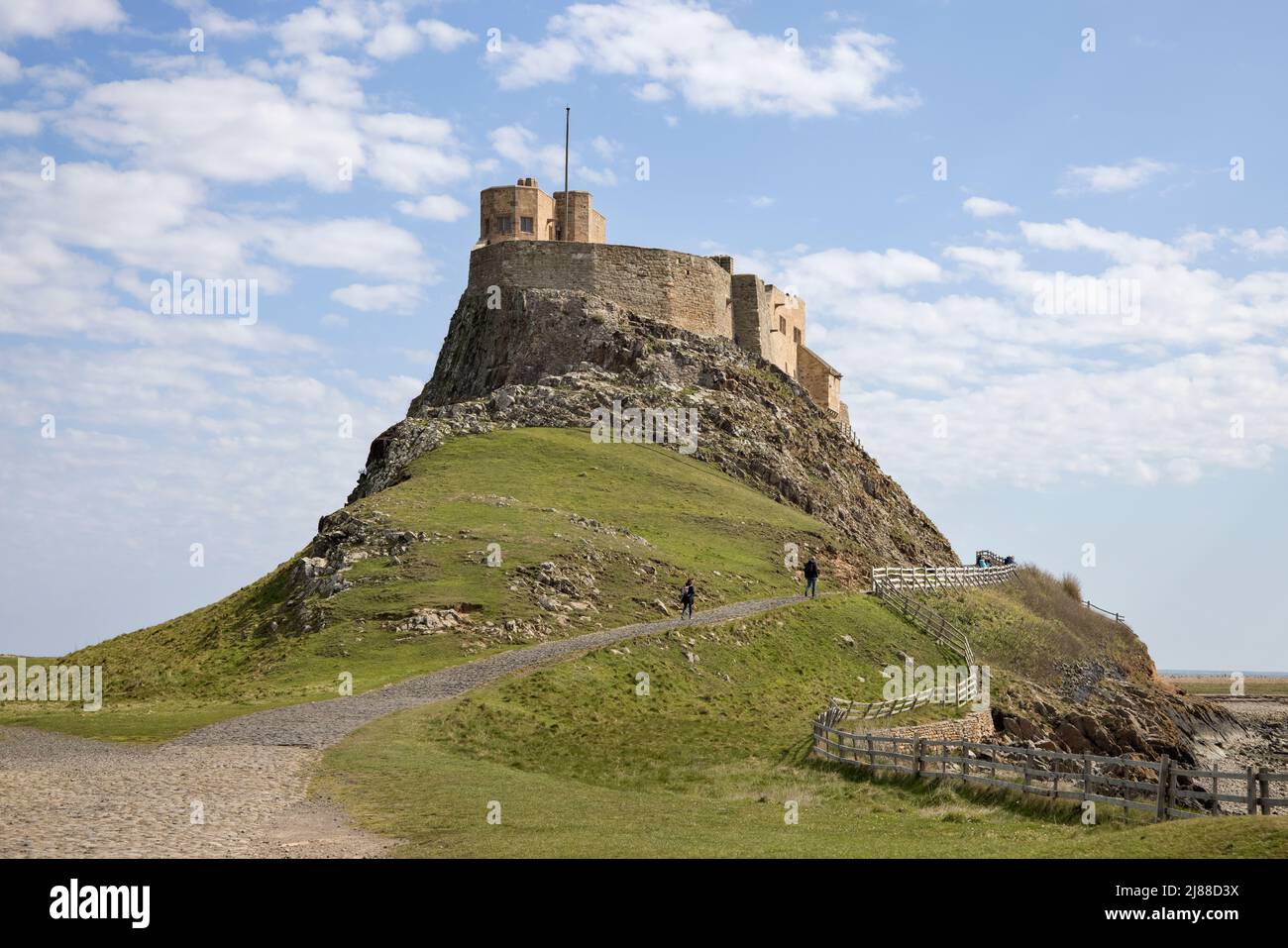 château de lindisfarne sur l'île sainte de lindisfarne northumberland Banque D'Images