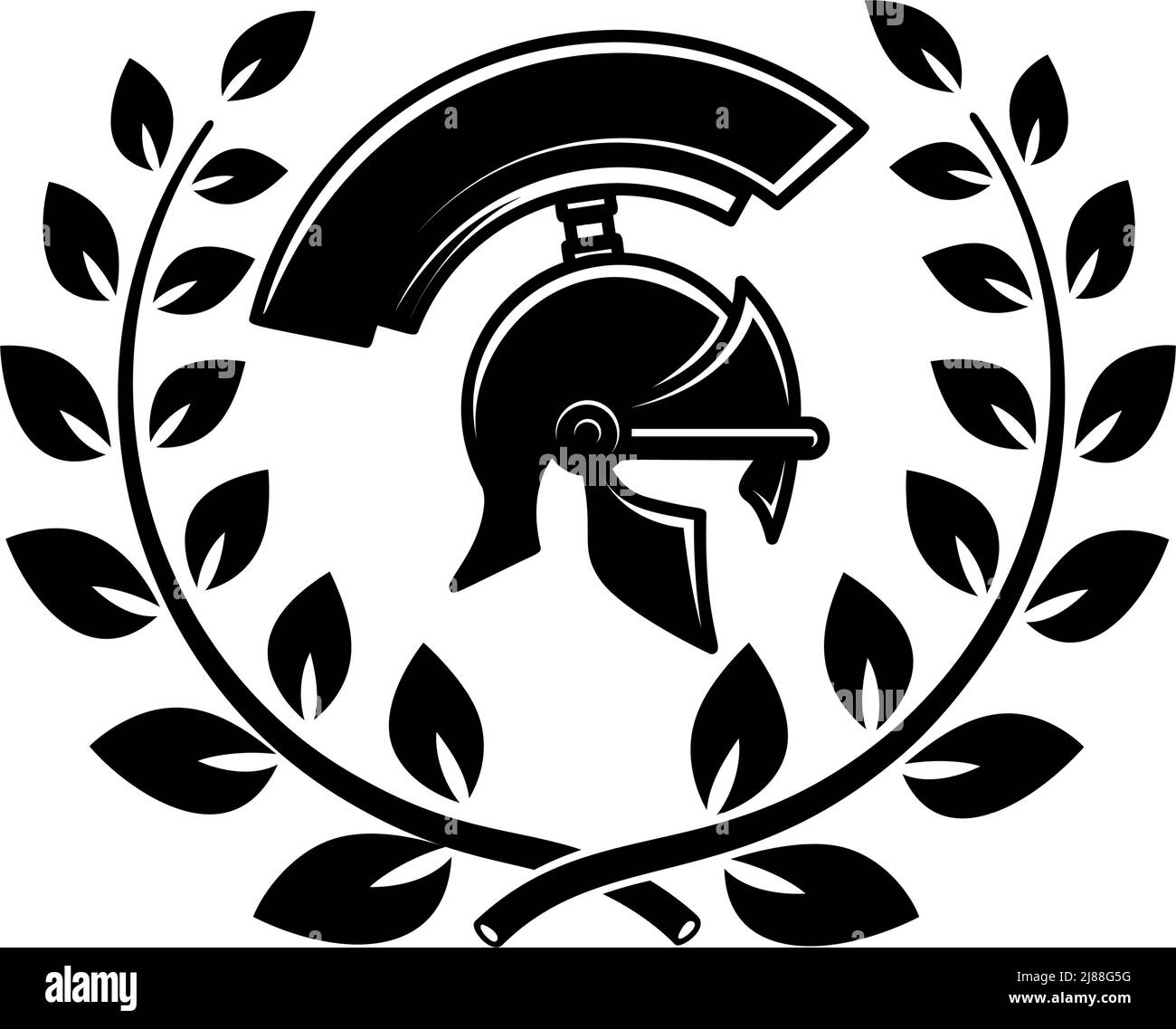 Casque Spartan avec couronne de Laurier. Élément design pour logo, emblème, affiche, affiche, t-shirt. Illustration vectorielle Illustration de Vecteur