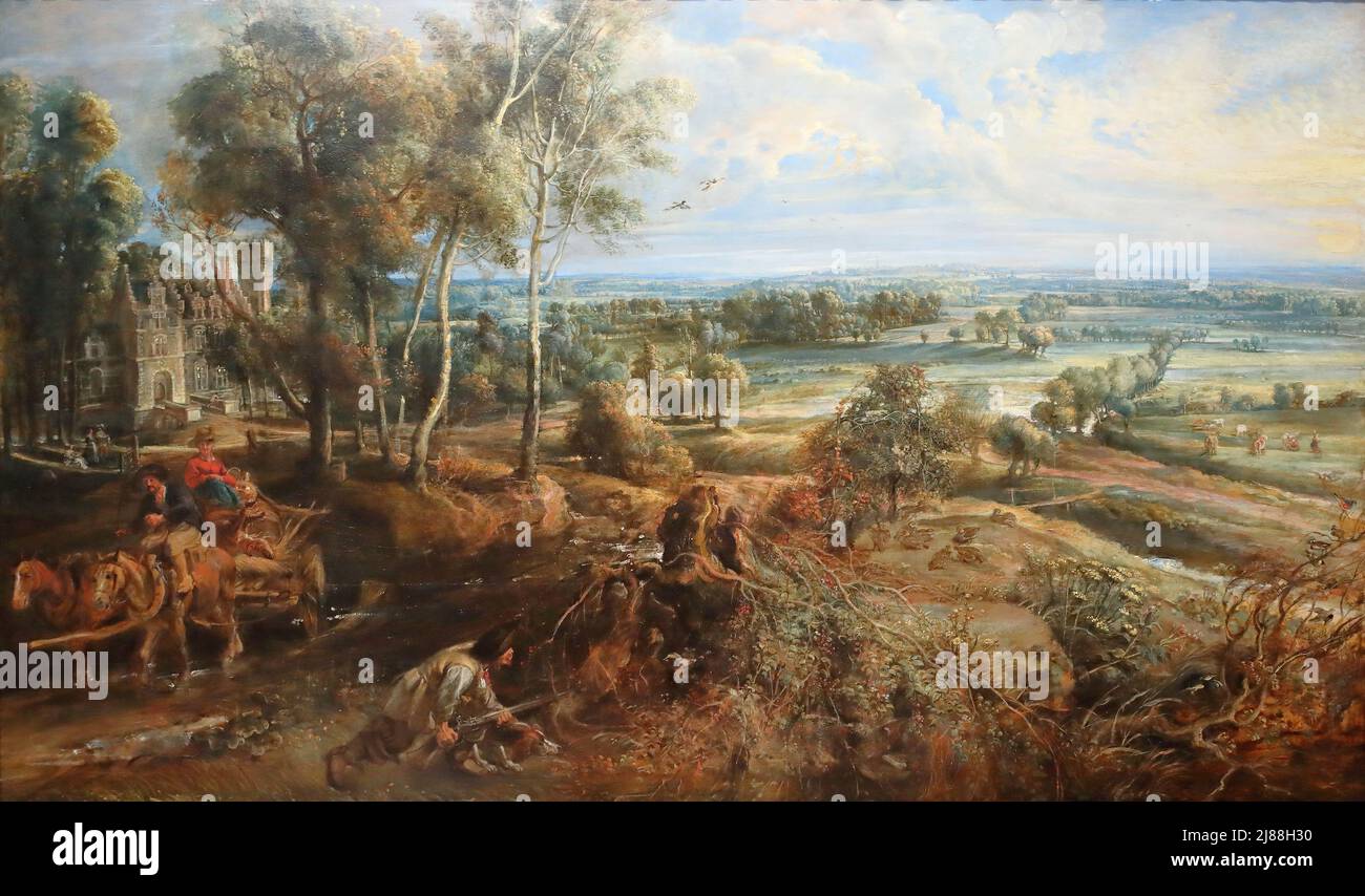 Une vue de Het Steen par le peintre baroque flamand Peter Paul Rubens à la National Gallery, Londres, Royaume-Uni Banque D'Images