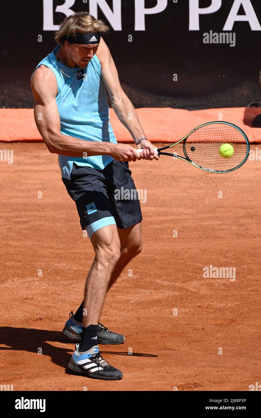 Alexander Zverev (GER) lors des quarts de finale contre Cristian Garin (CHI) du tournoi ATP Master 1000 Internazionali BNL d'Italia à Foro IT Banque D'Images