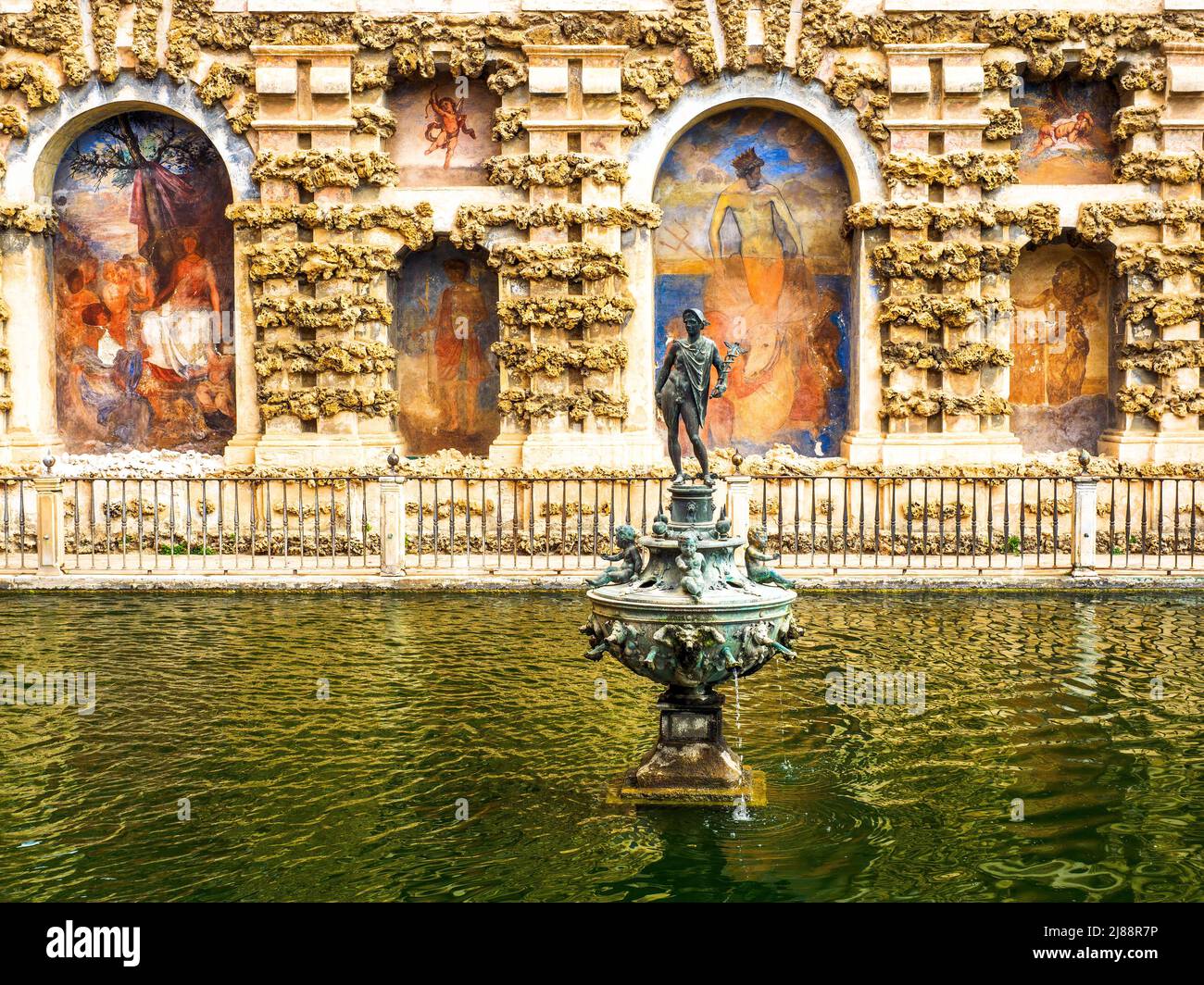 Jardin del Mercurio (jardin du mercure) - Real Alcazar - Séville, Espagne Banque D'Images